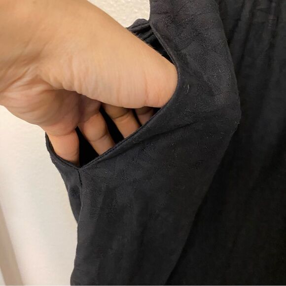 Madewell Black Scenic View Scallop open Back Dress 100% silk short sleeve XS - Picture 4 of 11